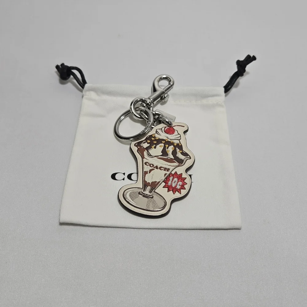 Coach Ice Cream Sundae Chalk/Multi Leather Bag Charm